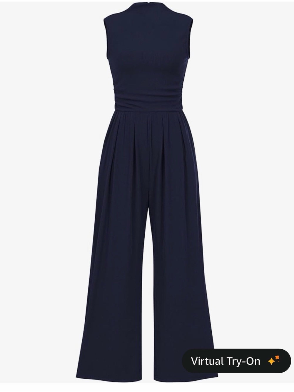 Sleek Navy Sleeveless Wide-Leg Jumpsuit